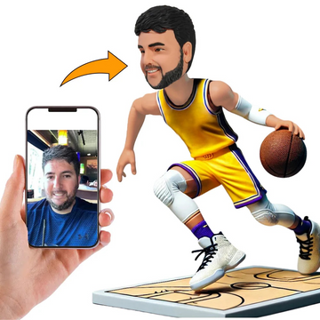 Jugador de Baloncesto Corriendo Mini Esculturas Personalizadas 3d de Su Foto con Base Grabado